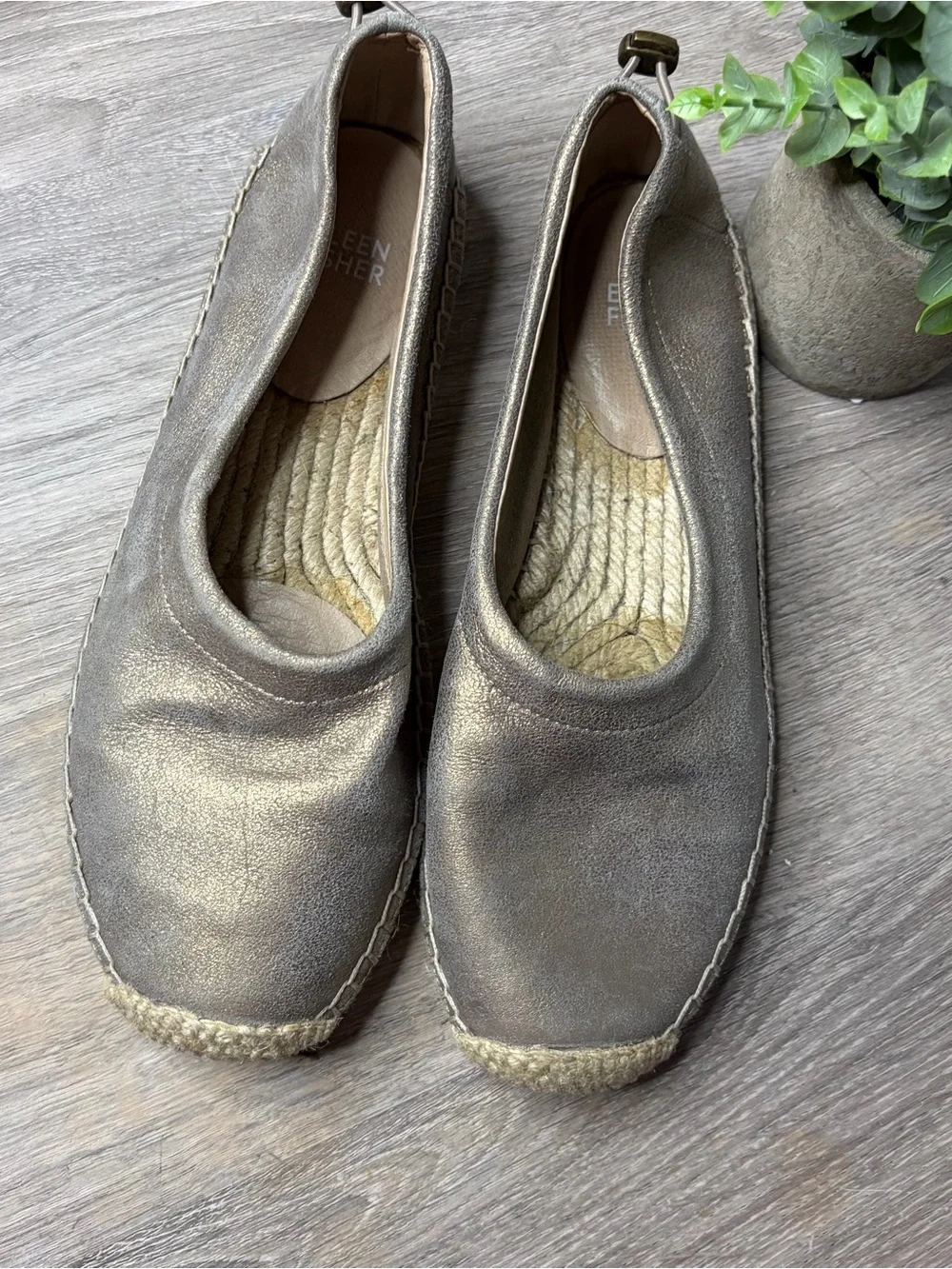 Eileen Fisher Bali Flats Espadrille Size 7 Women’s Metallic Casual